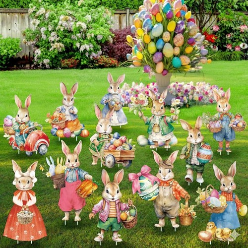 Osterhasen gartenstecker set - osterhasen,