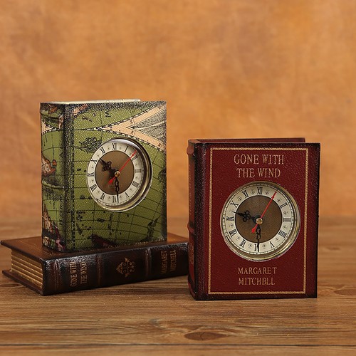 Retro buchattrappe mit uhr - retro,