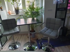 barhocker 2er set höhenverstellbar + Drehbarer Tisch