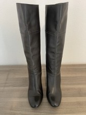 Buffalo London High Heels Stiefel Gr.40 Leder Grau 8cm Blockabsatz Getragen