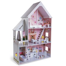Großes Puppenhaus XXL Villa Set Holz für Kinder Möbel Zubehör Höhe 126,5 cm