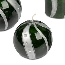 Kugelkerze Welle grün silber