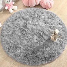 VOFUSHON Schlafzimmer Shaggy Plüsch Teppich 120 x 120 cm GRAU #Y94-179