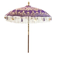 Sonnenschirm Bali Schirm 180 cm Lila, Gold Bemalung Gartenschirm Model Alice