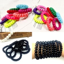 10 - 50x Haargummis Schwarz Bunt Mix Telefon Kabel Zopfgummi Spiralgummi