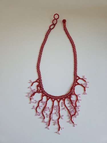 Perlenkette korallen optik rot - perlenkette,