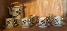 Neuwertiges Asiatisches Teeservice mit Vogel Motiv für 6 Personen