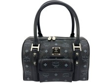 MCM Handtasche Boston Bag One Pocket Schwarz Tasche Heritage Henkeltasche Logo