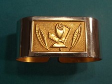 6 Art Déco Motiv Serviettenringe silber/gold gemarkt "3 plus Solingen" antik