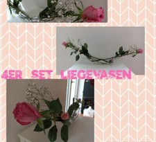 4 Liegevasen Hochzeit festlich Blumenvase Weihnachten Kommunion liegende Vase