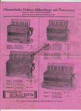 altes Werbeblatt HOHNER Akkordeon mit Pianotasten ca. 1900-1920 Preise Abbildung