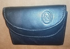 Geldbörse Schwarz mit geprägtem Pferdekopf Leder klein 11,5 x 8 cm Handgenäht