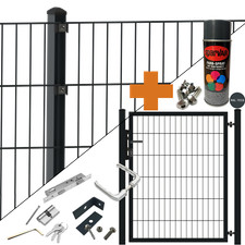 Doppelstabmattenzaun inkl. Toranlage Garten Tor Zauntor Stabmatte Industriezäune