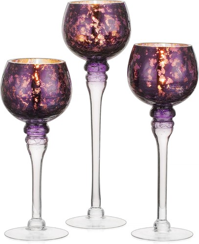 Teelichthalter glas violett - teelichthalter,