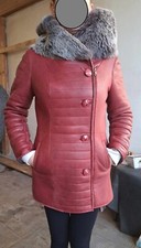 Damenmantel aus echtem Kalbleder Kaninchenfell XS/S, Zustand sehr gut