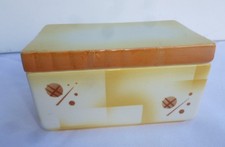 Spritzdekor Deckeldose Villeroy & Boch Dresden um 1930 gelb braune Muster