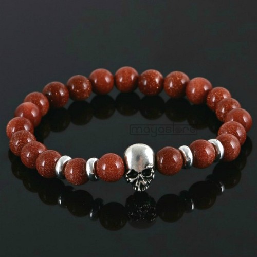 8mm armband goldsand skull - armband,