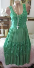 Italy Häkel Spitze Kleid Träger Blogger Sommer Hippie Smaragd IBIZA 36 38 40
