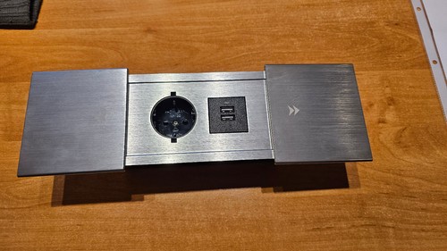 Einbausteckdose mit usb alu - einbausteckdose, 2x