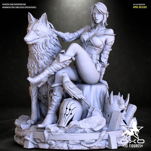 Ciri mit wolf the witcher - -,