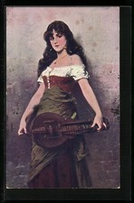 Ansichtskarte Mädchen aus der Fremde mit Drehleier 1911 