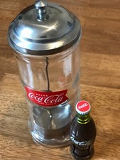Coca Cola Chrom Strohhalm Spender Diner-Stil Glas Retro Halter 2014 Konvolut