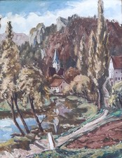 Gemälde: große expressive Landschaft Alfred Mendler Arzt + Maler München Ulm