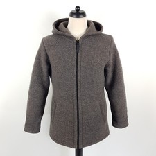 Mufflon Jacke Herren S Grau Wolle Kapuzenjacke Zip Hoodie Strickjacke