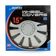 4x Radzierblende 15 Zoll ABS Silber 2-fach Lackiert PETEX  Silverstone Neu