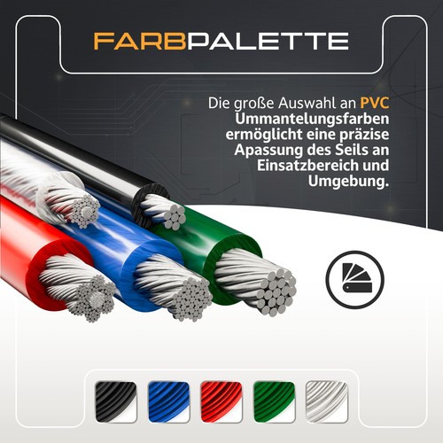 Drahtseil pvc ummantelt 100m - drahtseil,