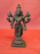 Antik Bronze Hindu Lord Maha Vishnu Skulptur Figur Statue sehr gut erhalten Text