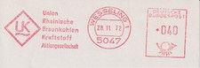 Deutschland, Ausschnitt Freistempel-Union Rhein. Braunkohlen Kraftstoff AG 1972