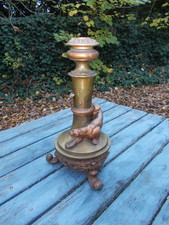 Historismus Kerzen Leuchter - Messing / Bronze - Raubkatze - Puma ? -