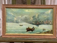 ANTIKES ÖLGEMÄLDE AUF LEINWAND FISCHER AM HAFEN