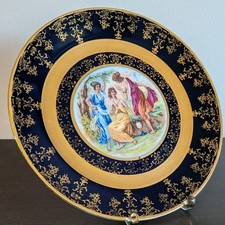 Zierteller der Marke MZ Altrohlau (Moritz Zdekauer) mit Cobalt/Gold-Dekor