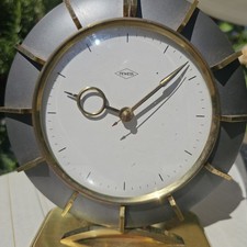 Peweta Tischuhr Grau Gold Uhr Art Deco  Synchronuhrwerk 230v 50er Jahre 