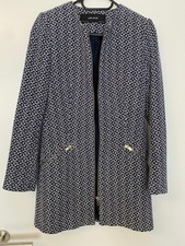 ZARA Mantel, XS,  Schwarz-Weiß Gewebt, Elegant, Mit Reißverschluss, NEU