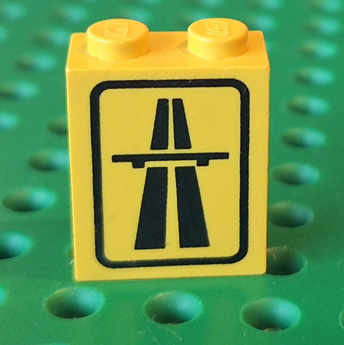 Lego panel 1x2x2 - gelb, bedruckt