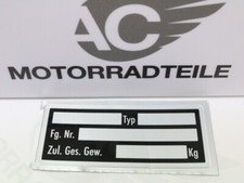 Motorrad KFZ Typenschild