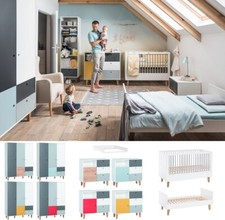 Babyzimmer Kinderzimmer komplett Set COLIN Schrank 2T/3T Kommode Bett Farbaswahl