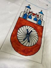 Fensterbild handbemalt, Glas Optik Höhe Burg Schloss Ritter Kunststoff 45x20cm