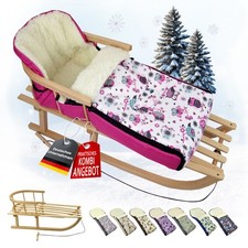 Holzschlitten mit Rückenlehne