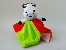 Fisher Price Zebra weiß rot grün Rassel Schmusetuch Kuscheltuch Schnuffel (T184)