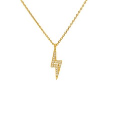 Vergoldete 925 Silber Halskette mit Blitz-Anhänger & Zirkonia – 46 cm – 2,0 g