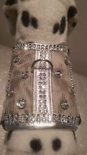 Softgeschirr  Brustgeschirr Hundegeschirr grau Glitzer Halsband XS-M silber