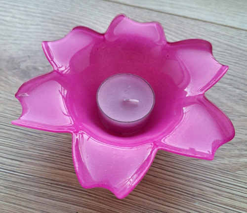 Kerzenschale pink glas - kerzenschale,