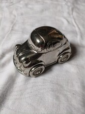 70er Jahre Spardose VW Käfer Metall Versilbert 11x6x6cm Top Zustand 