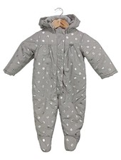 NAME IT Kinder Schneeanzug Gr. 80 Grau mit Punkten Kapuze Overall Winter