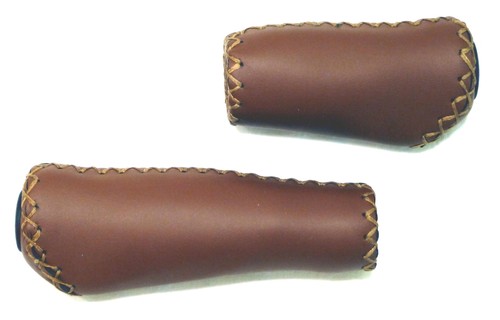 Fahrradgriffe leder braun lang - leder,