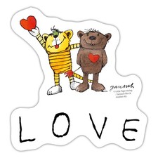 Janosch Tiger und Bär Love Liebe Aufkleber Sticker, max. 10 x 10 cm, 10 x 10 cm